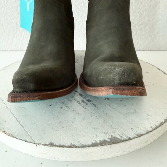 Lane EMMA JANE Womens Cowboy Bootie 9.5 Green Suede Western Cowgirl Ankle Boots - Picture 9 of 14
